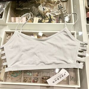 Light Grey Strappy Cage-Back Cut-Out Bralette